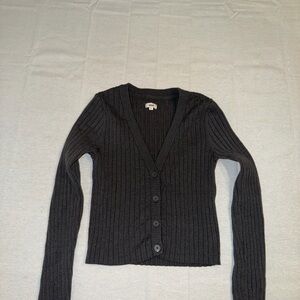 Aerie Black Ribbed Cardigan Sweater